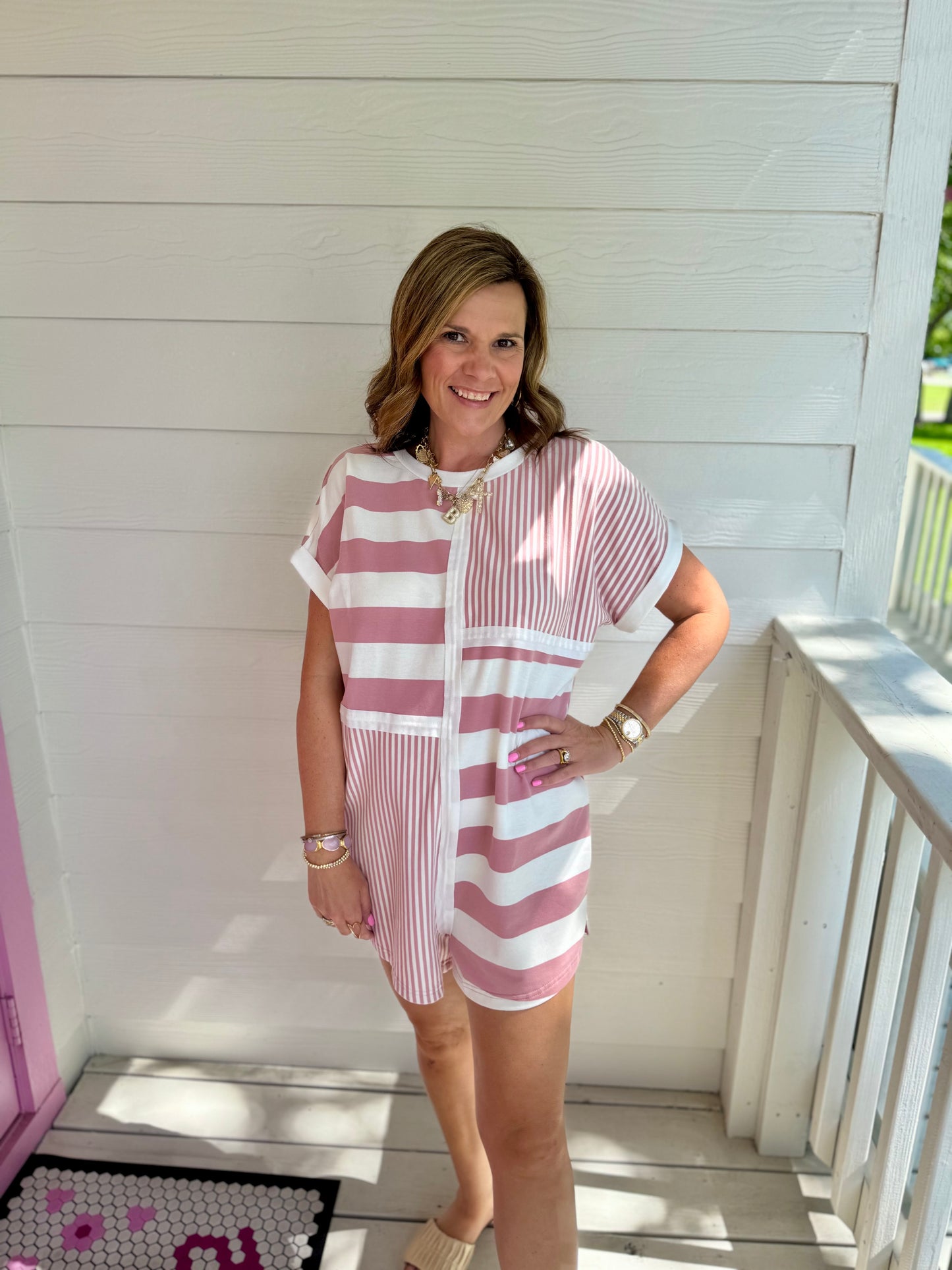 Striped Contrast Romper