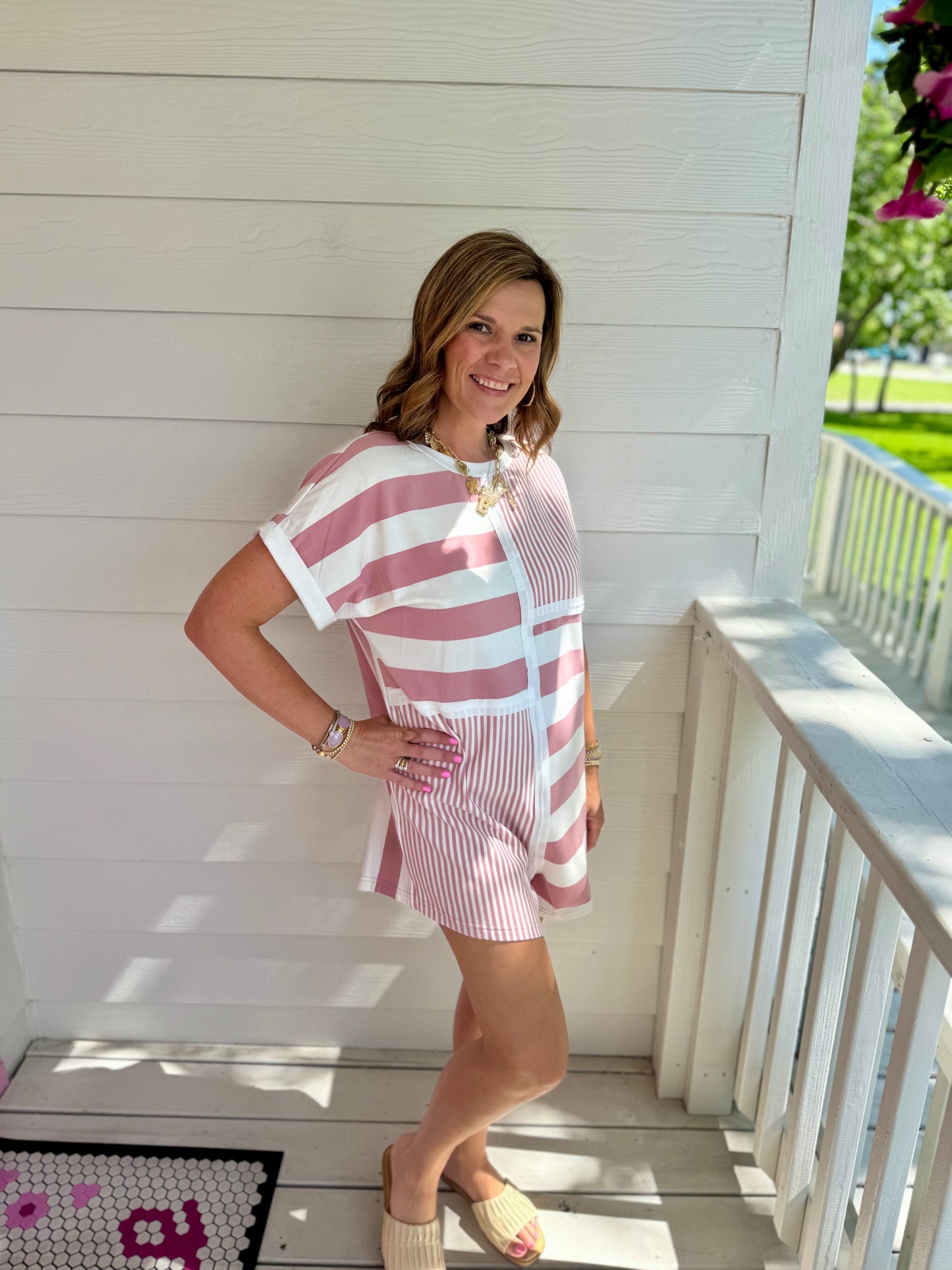 Striped Contrast Romper