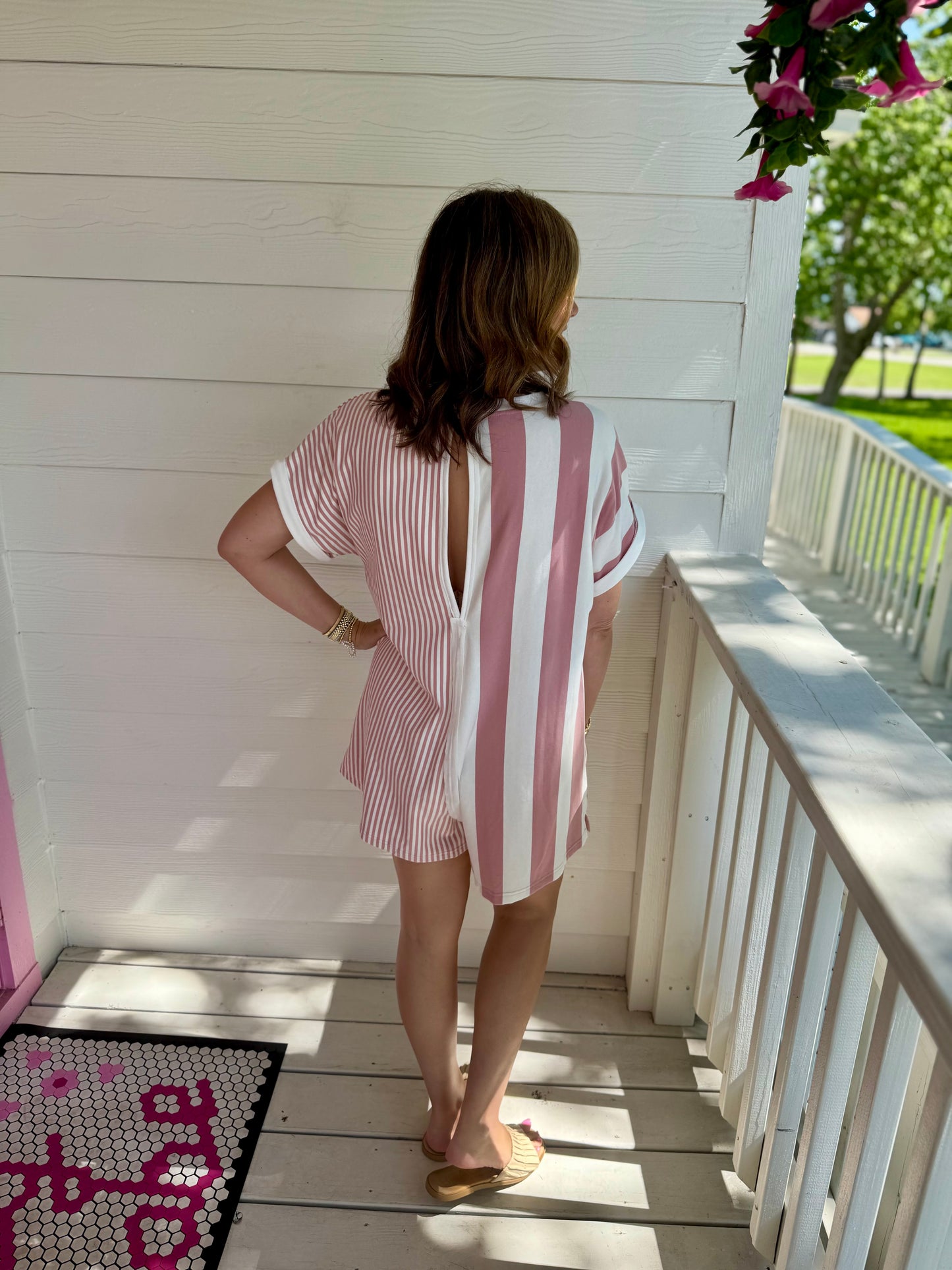 Striped Contrast Romper