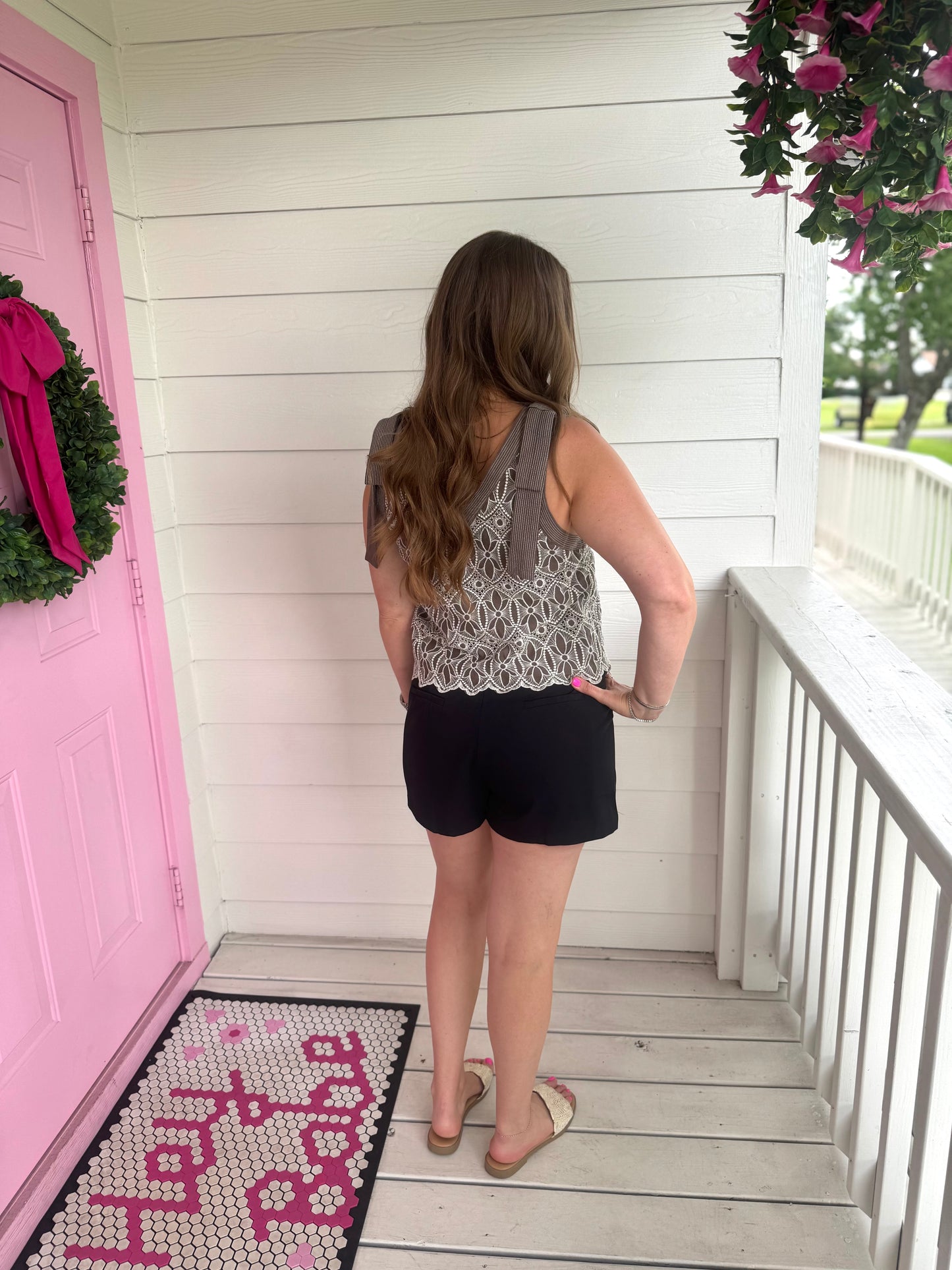 Taupe Embroidered Floral Top