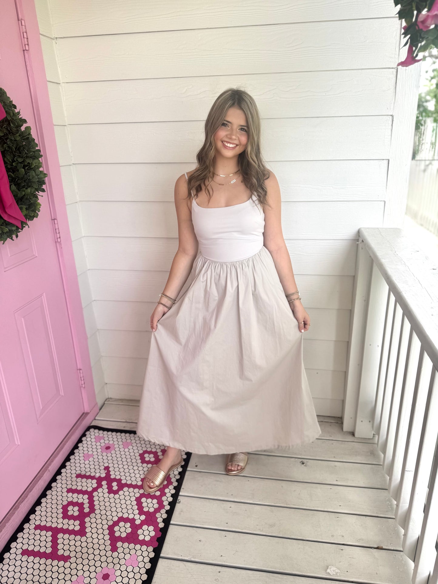 Contrast Stone Maxi Dress