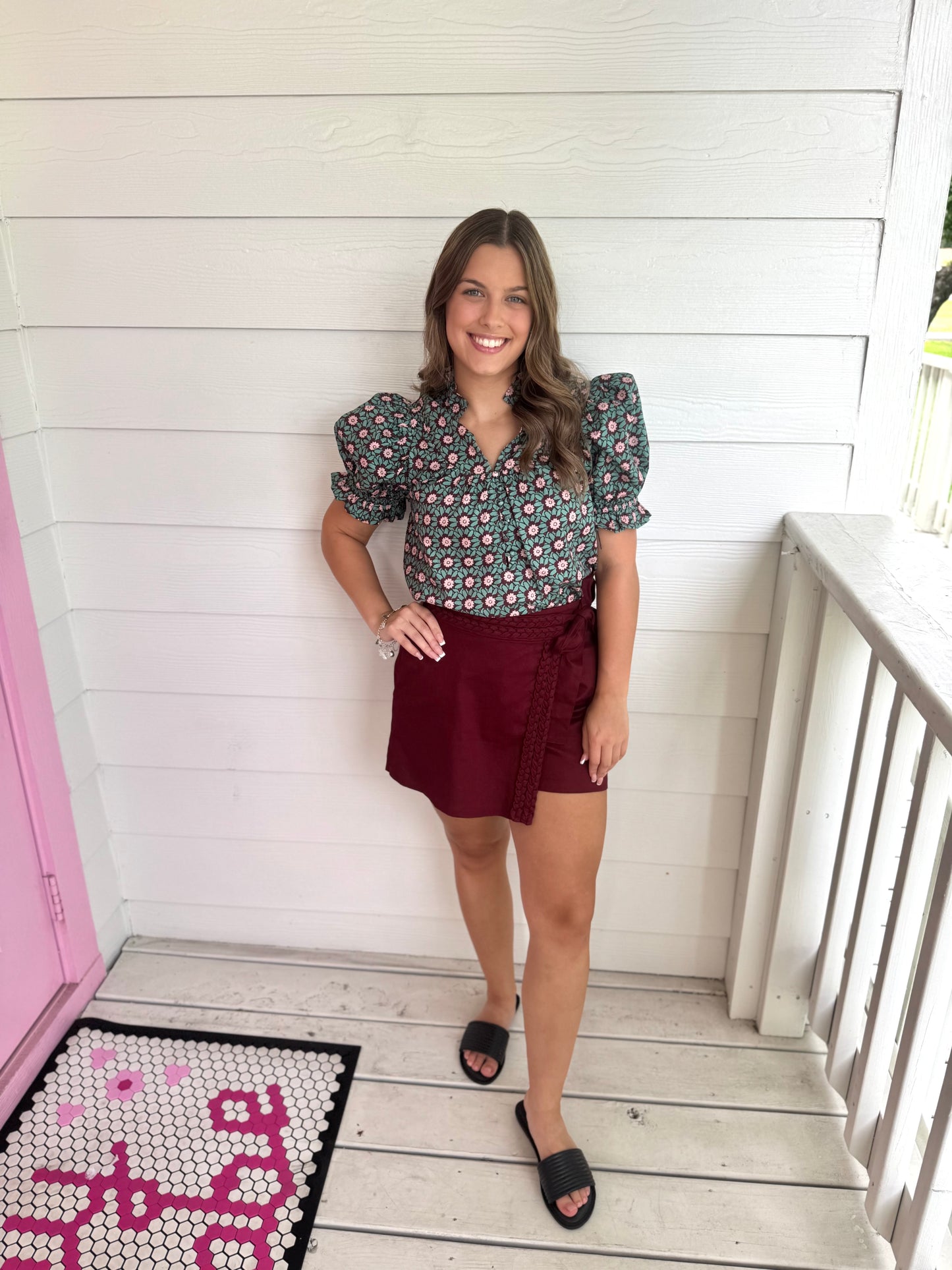 Wine Braided Skort