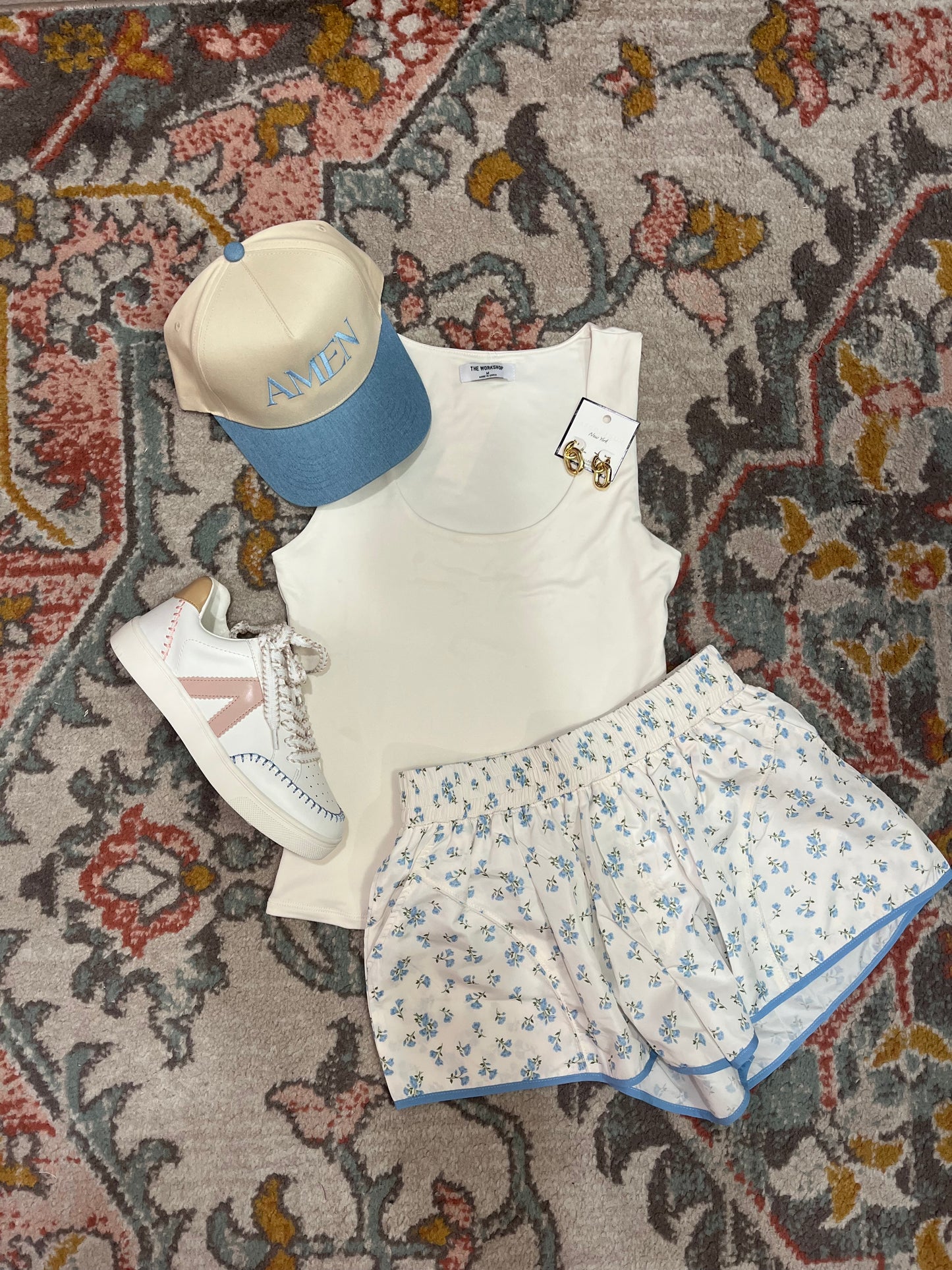 Tiny Blue Flowers Athletic Shorts