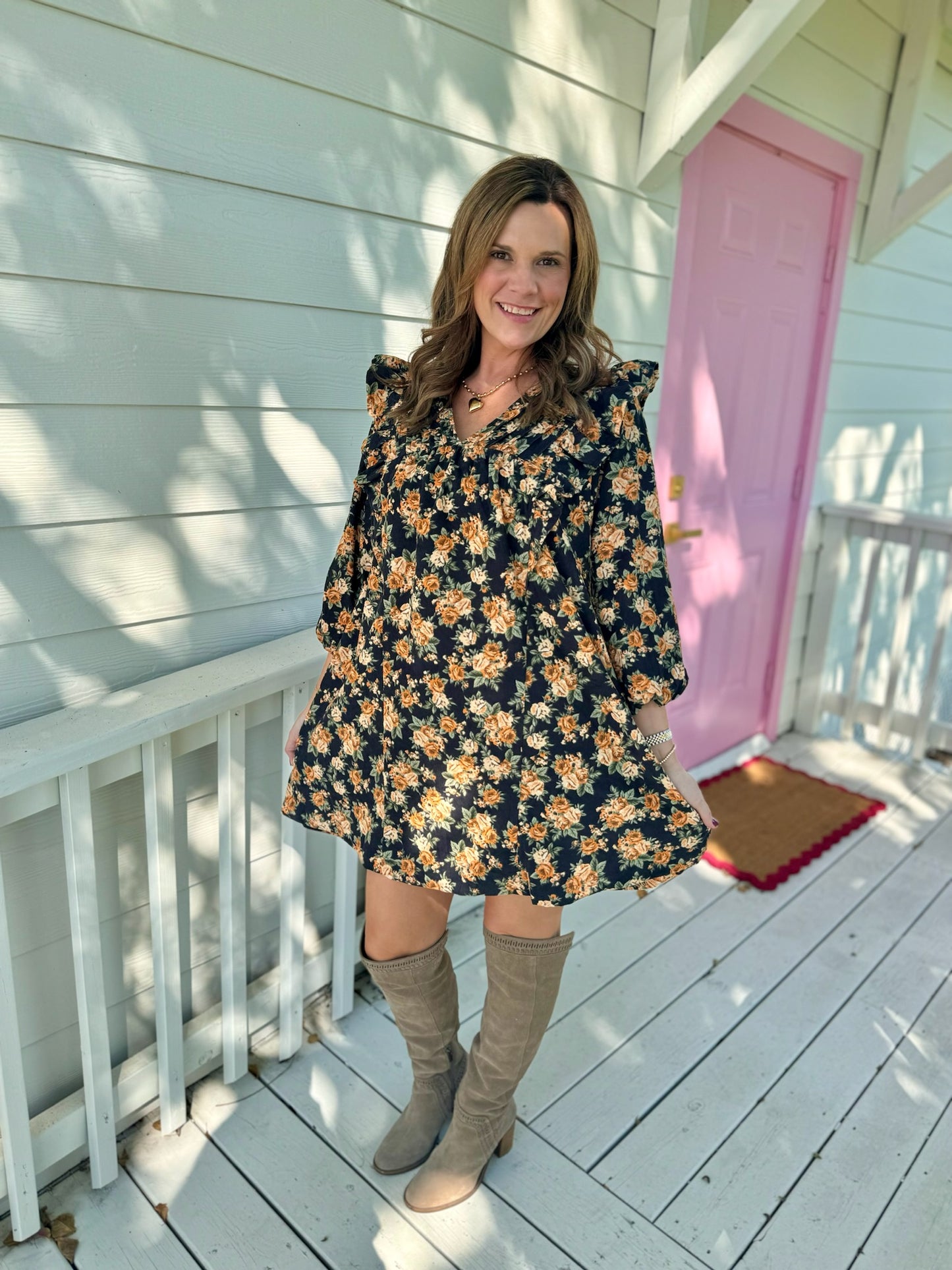 Floral V-Neck Mini Dress