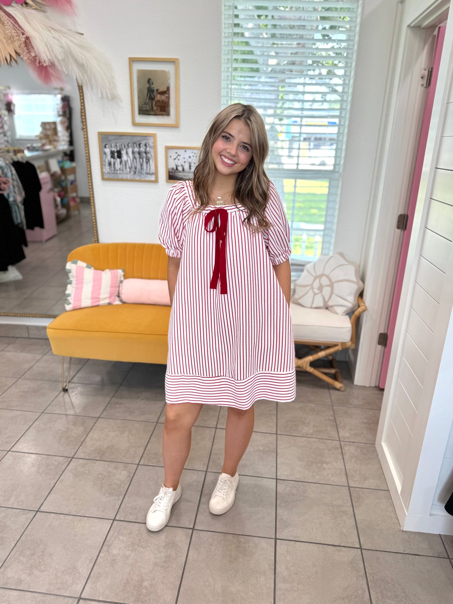 Red Striped Babydoll Dress