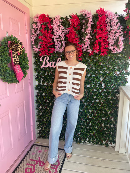 Brown Striped Sweater Vest