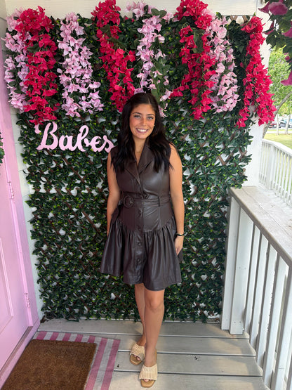 Drop Waist Faux Leather Dress