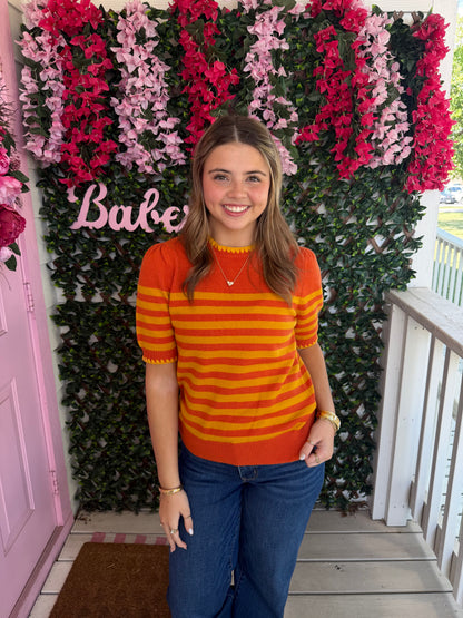 Saffron Stripe Knit Pullover