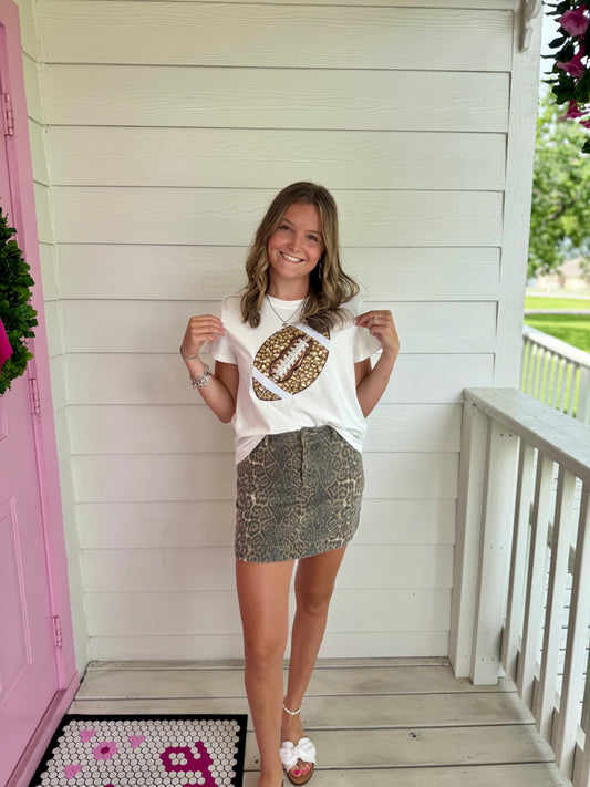 Leopard Denim Skirt