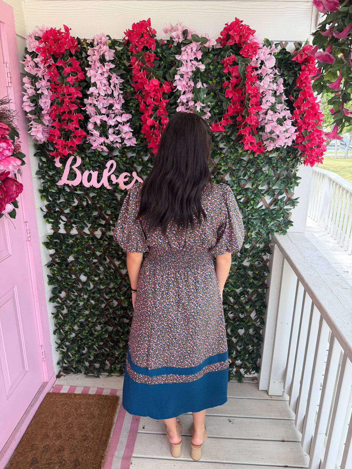 Floral Smocked Zip Front Dress