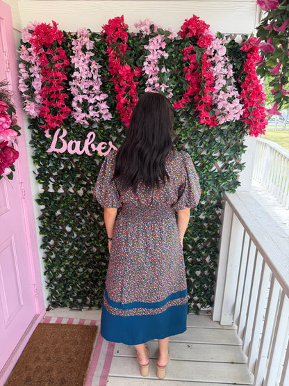Floral Smocked Zip Front Dress