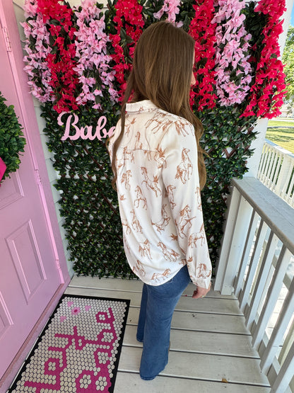 Satin Horses Top