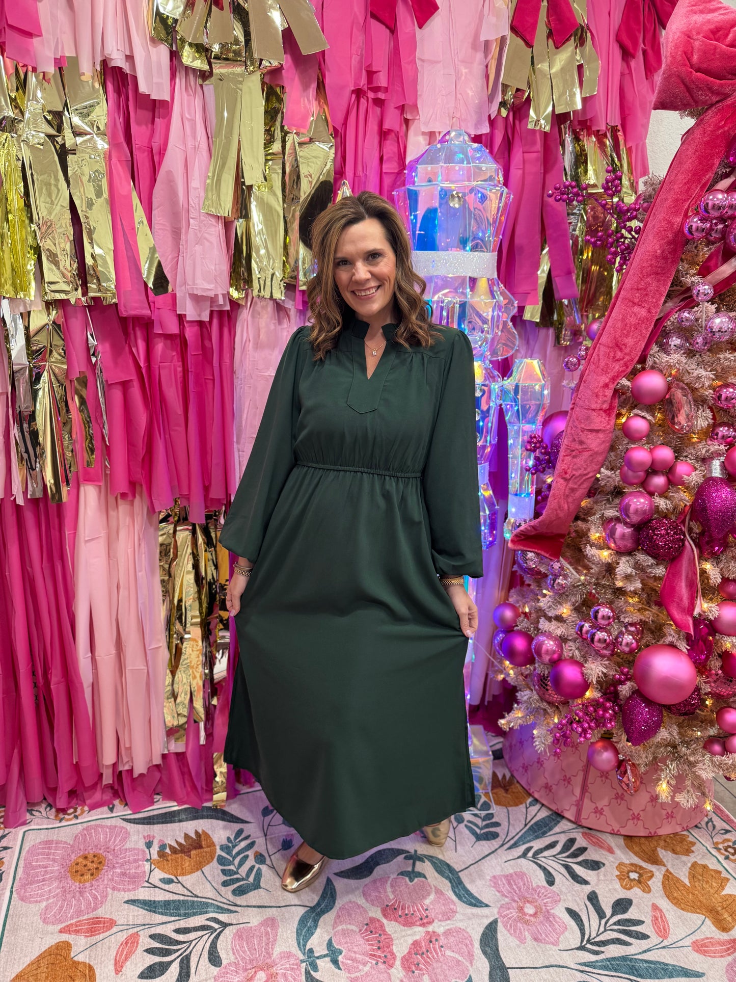 Hunter Green Midi Dress