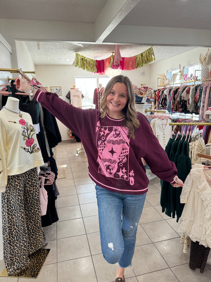 Queen Of Sparkles Maroon & Pink Logo Sweatshirt