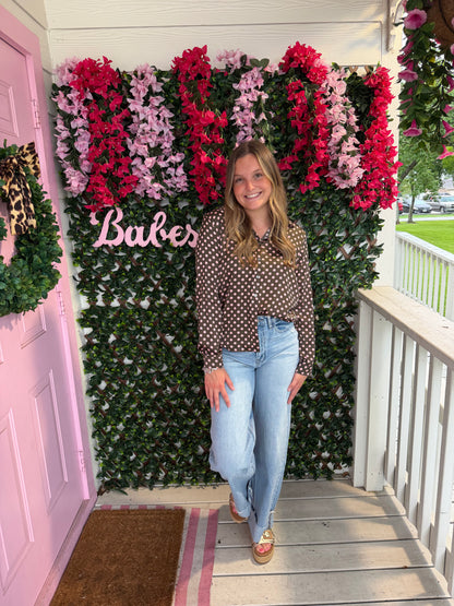 Polka Dot Satin Button Down