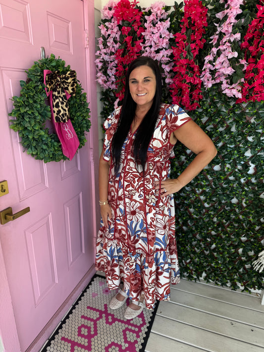 Red Bean Tie Detail Dress