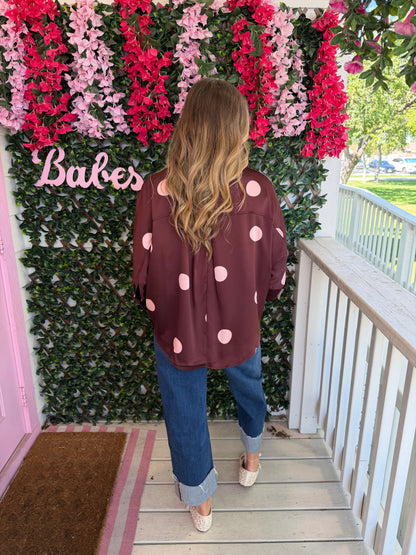Berry Dot Darling Button Down Top