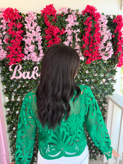 All In Kelly Green Lace Top