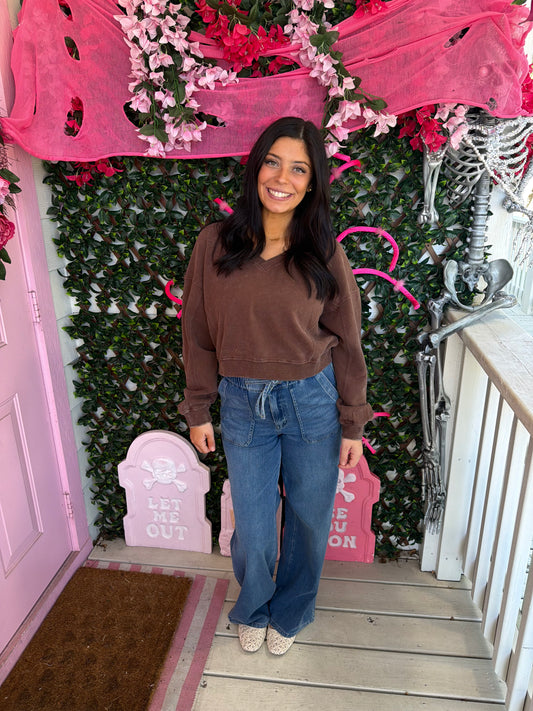 Dark Brown Slouchy Top