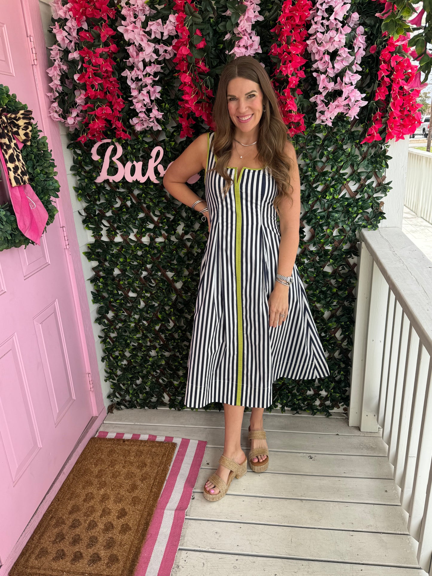 Neon Navy Striped Dress