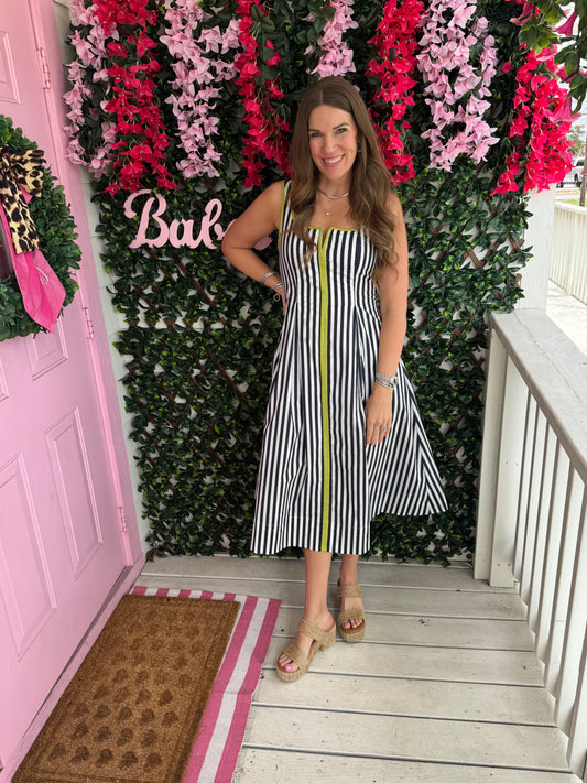 Neon Navy Striped Dress