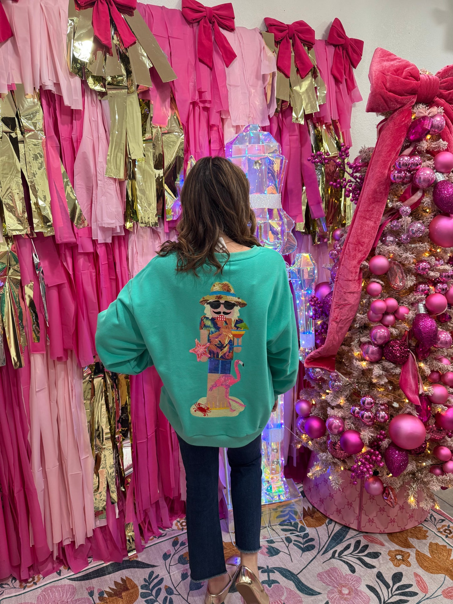 Queen Of Sparkles Aqua Tropical Vacation Nutcracker Sweatshirt