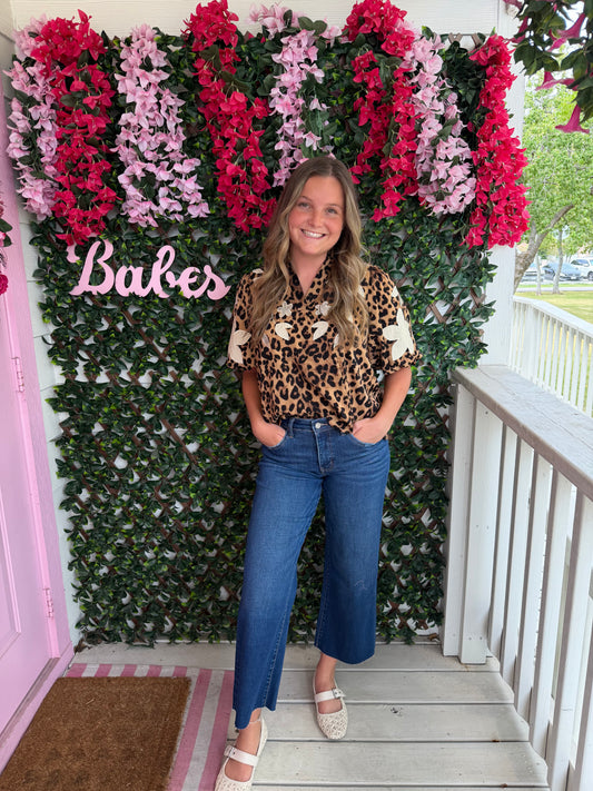 Leopard Floral Detail Top