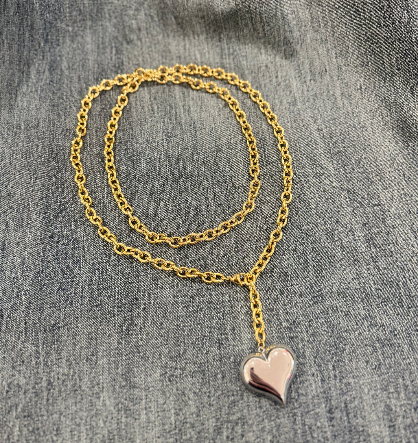 XL Two-Toned Heart Necklace