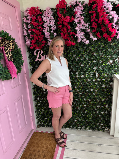 Pink Scalloped Shorts