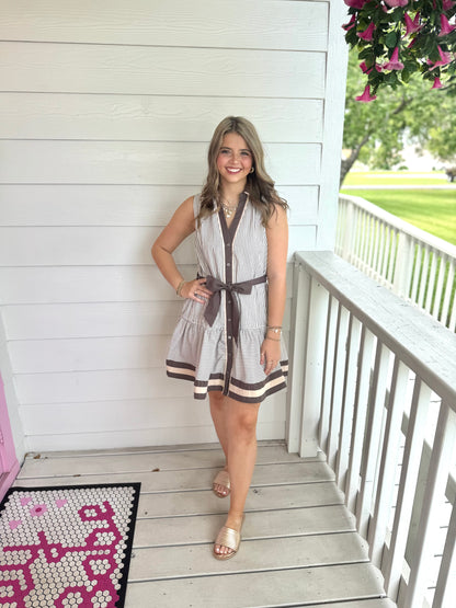 Mocha Mousse Striped Dress