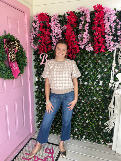 Large Houndstooth Velvet Top