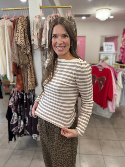 Ivory Sand Striped Top