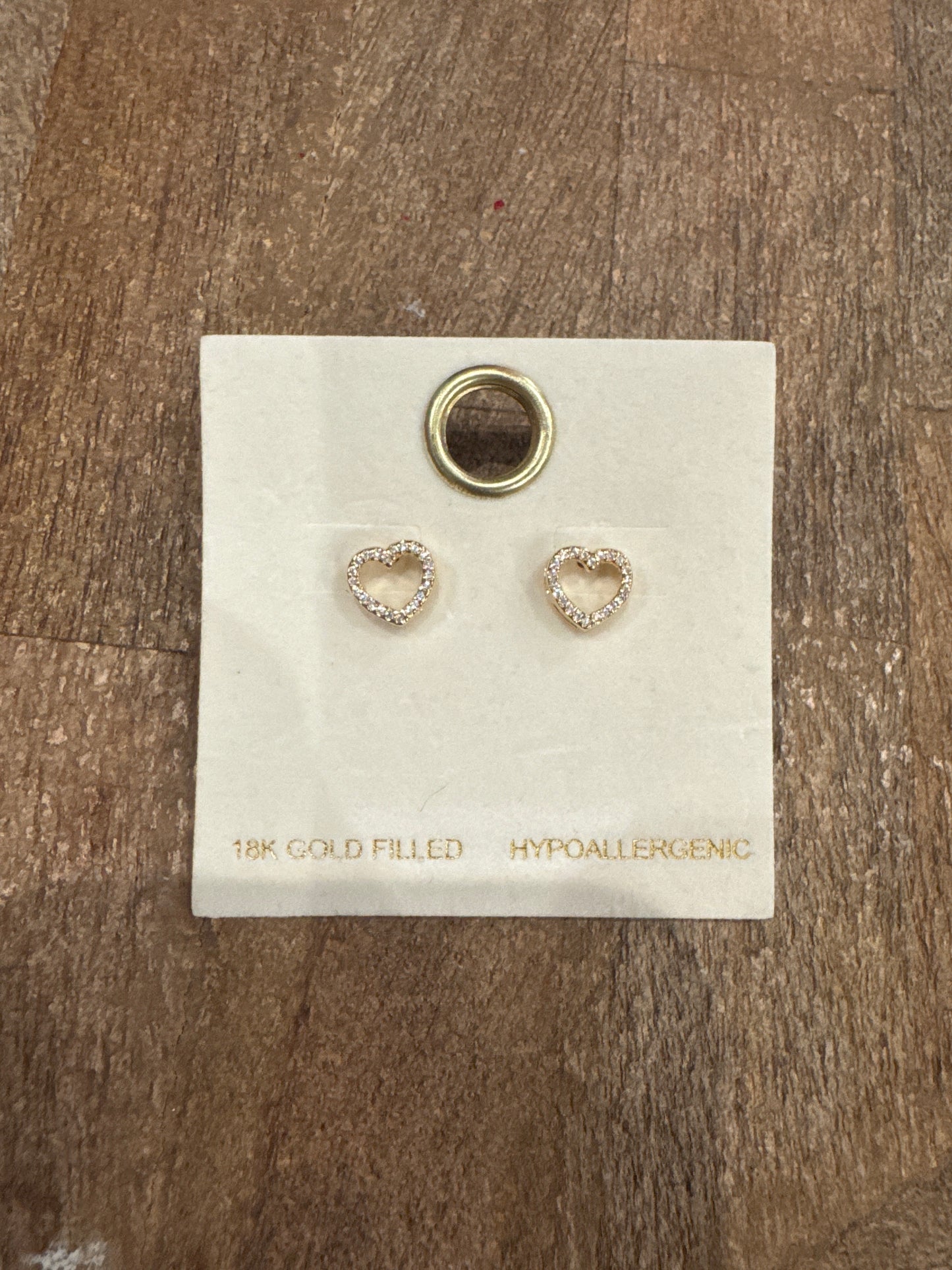 Hollow Heart Studs Gold