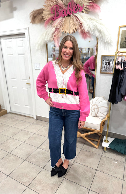 Queen Of Sparkles Pink Santa’s Coat Cardigan
