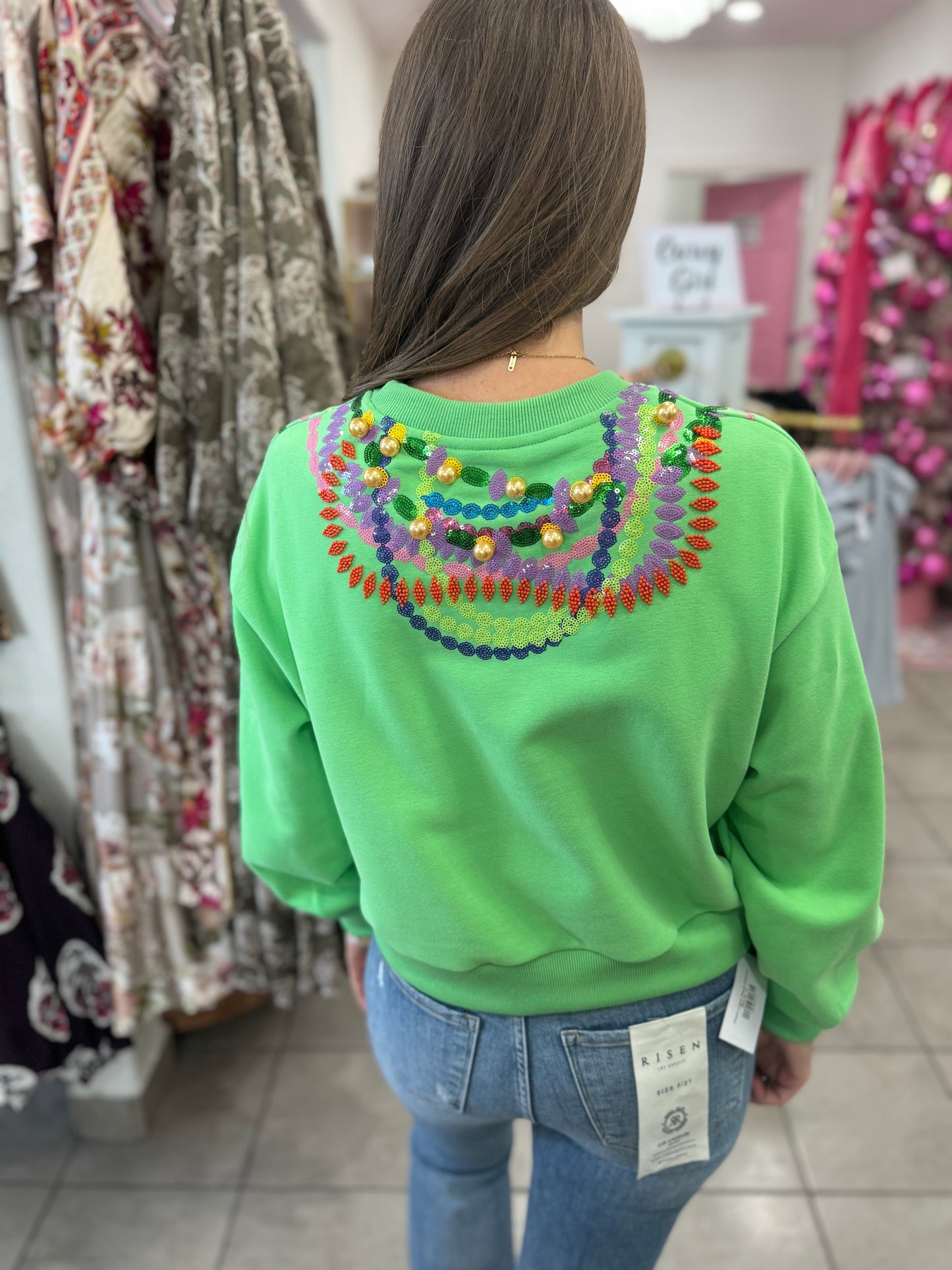 Queen Of Sparkles Mardi Gras Beads Sweatshirt
