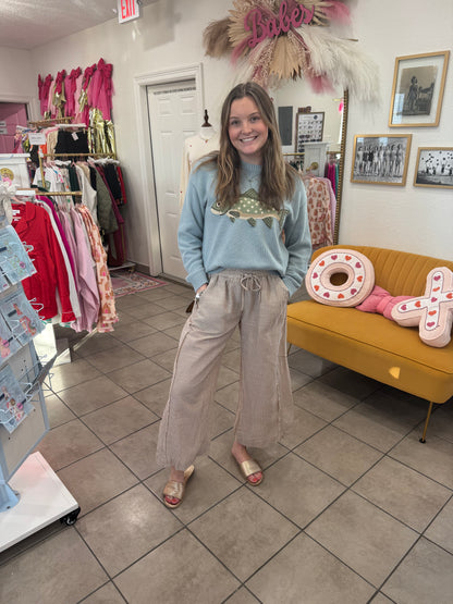 Tan Striped Linen Pants