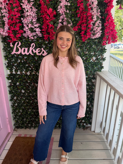 Powder Pink Fuzzy Cardigan