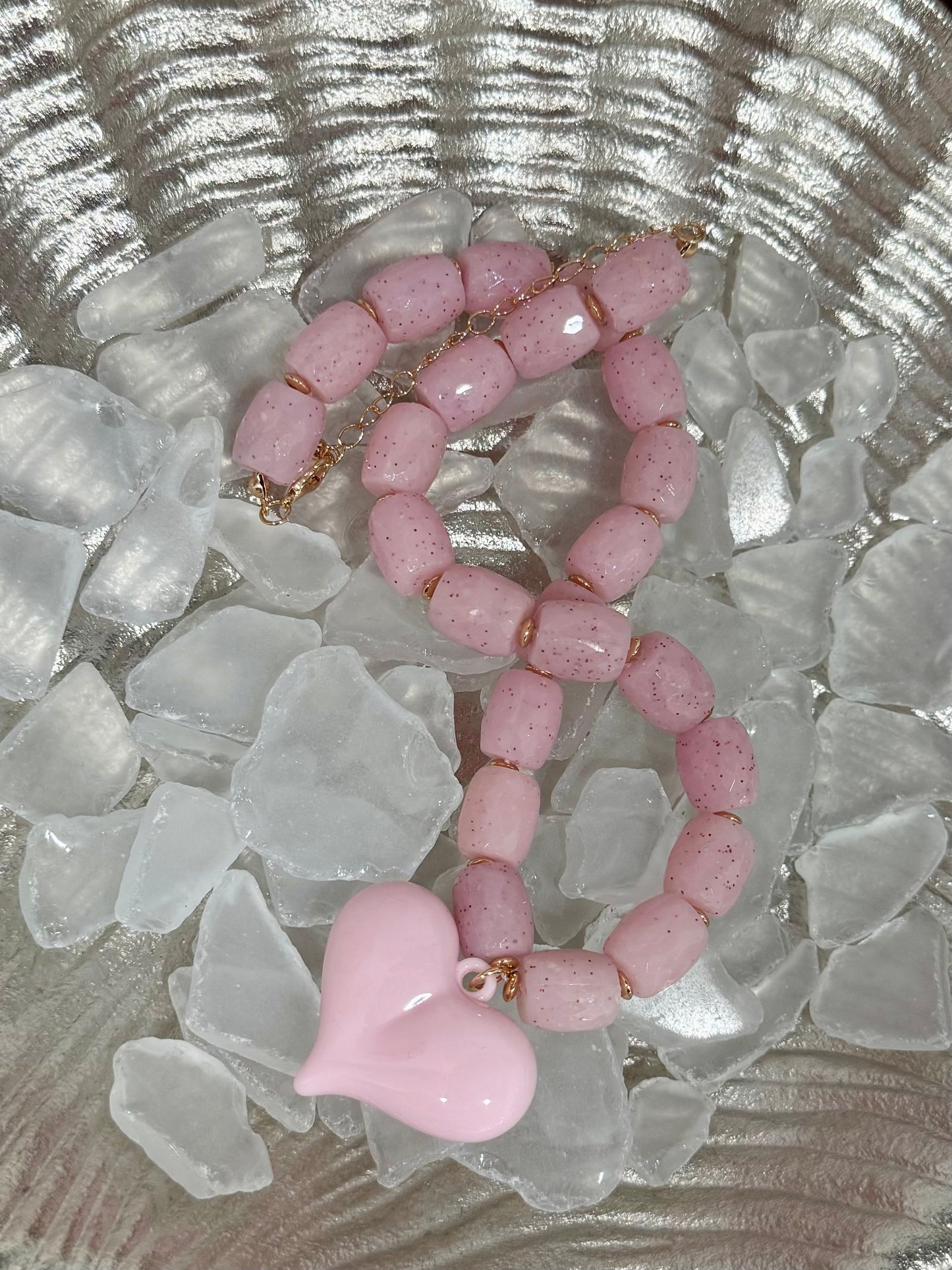 Chunky Faux Stone Heart Necklace