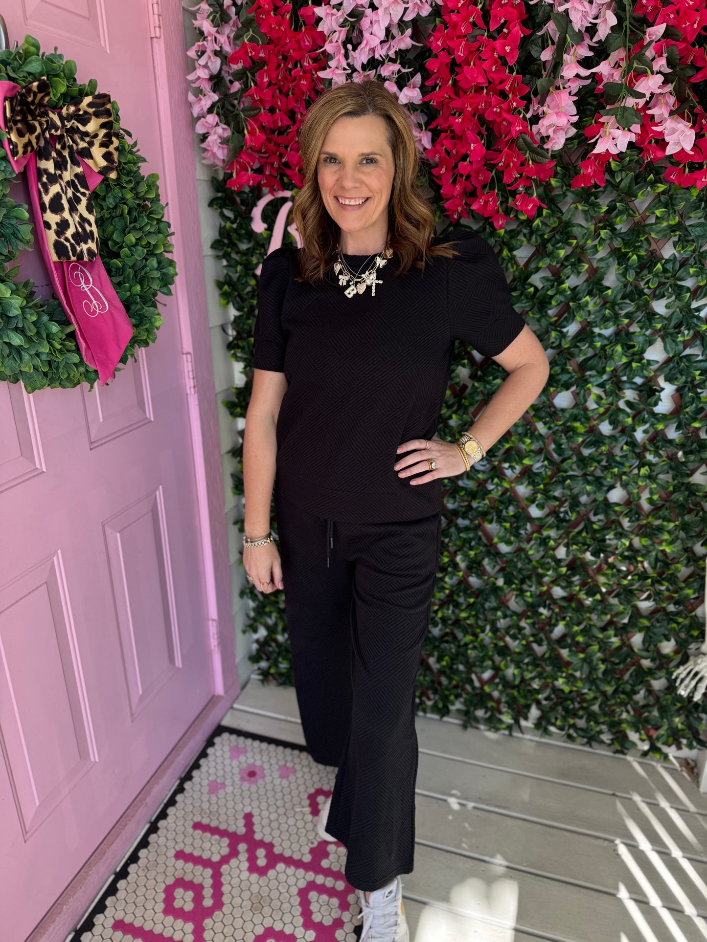 Textured Puff Sleeve Set