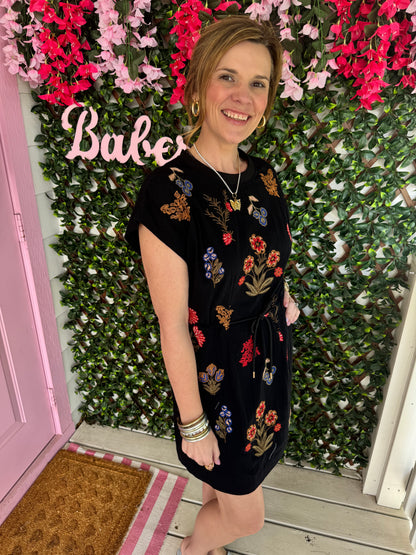 Dark Blooms Mini Dress