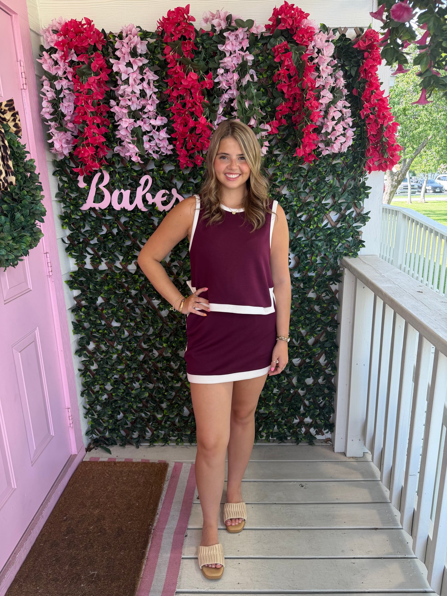 Button Back Cutie Set - Burgundy