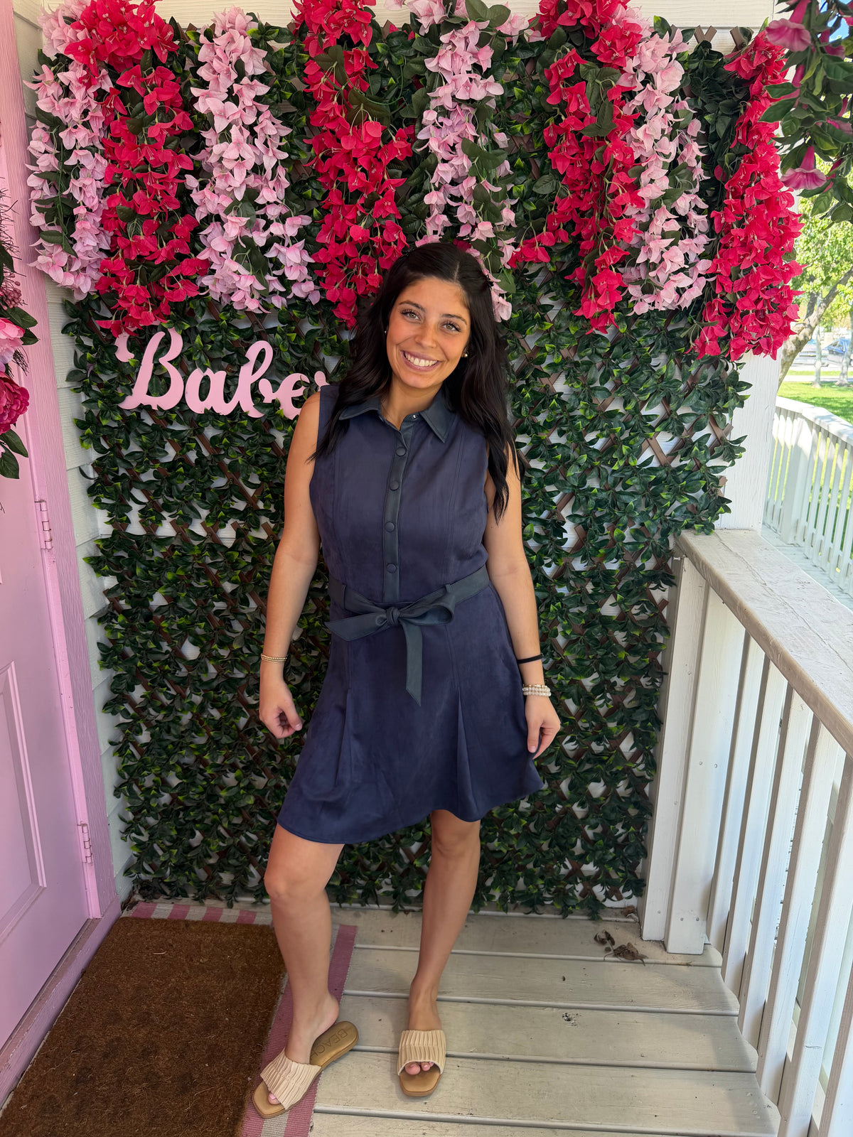 Navy Nights Belted Dress