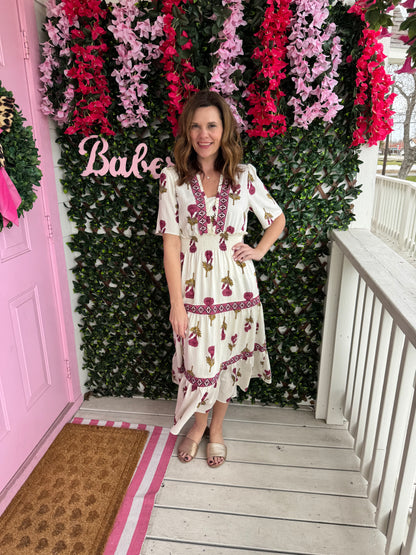 Petal Poise Midi Dress