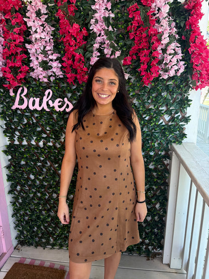Cappuccino Polka Dot Peplum Dress