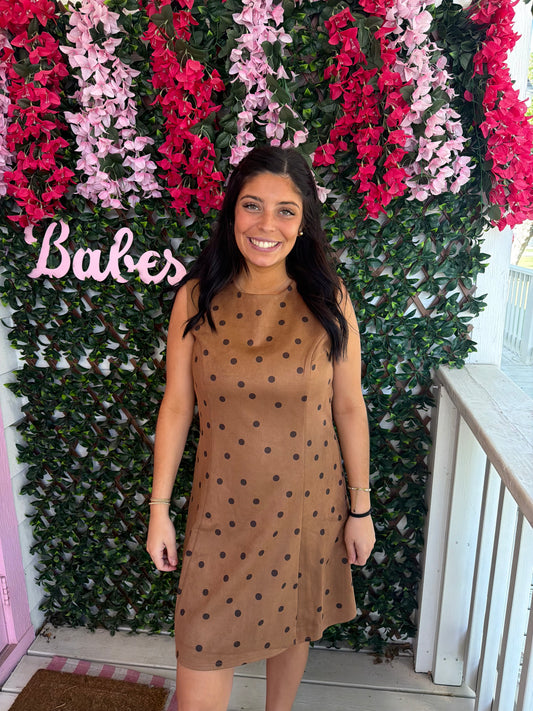 Cappuccino Polka Dot Peplum Dress