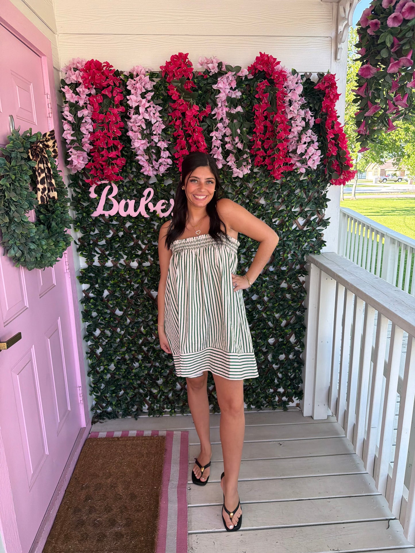 Green Stripes Mini Dress