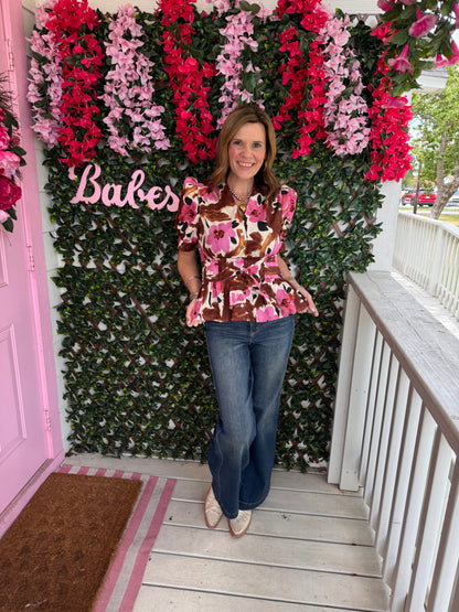 Pink Mousse Florals Top