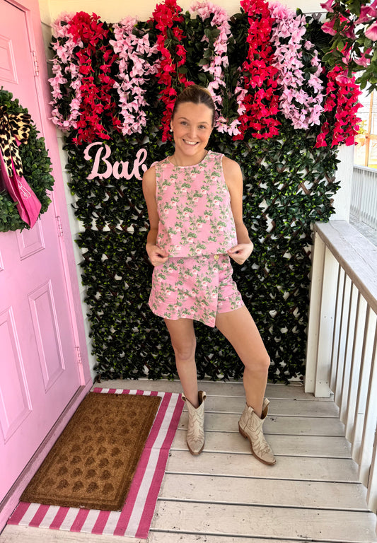 Pretty in Pink Floral Skort