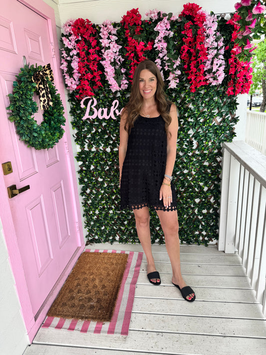 Black Crochet Tank Dress