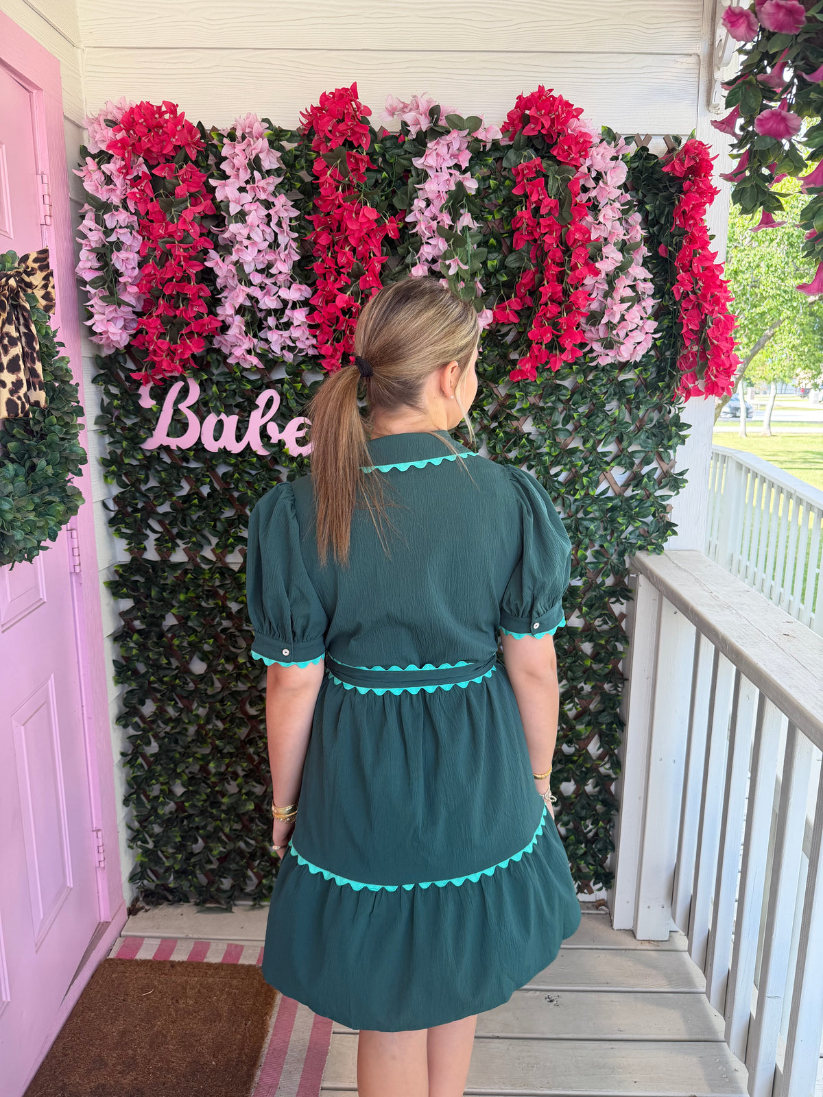 Bright Emerald Scallop Dress